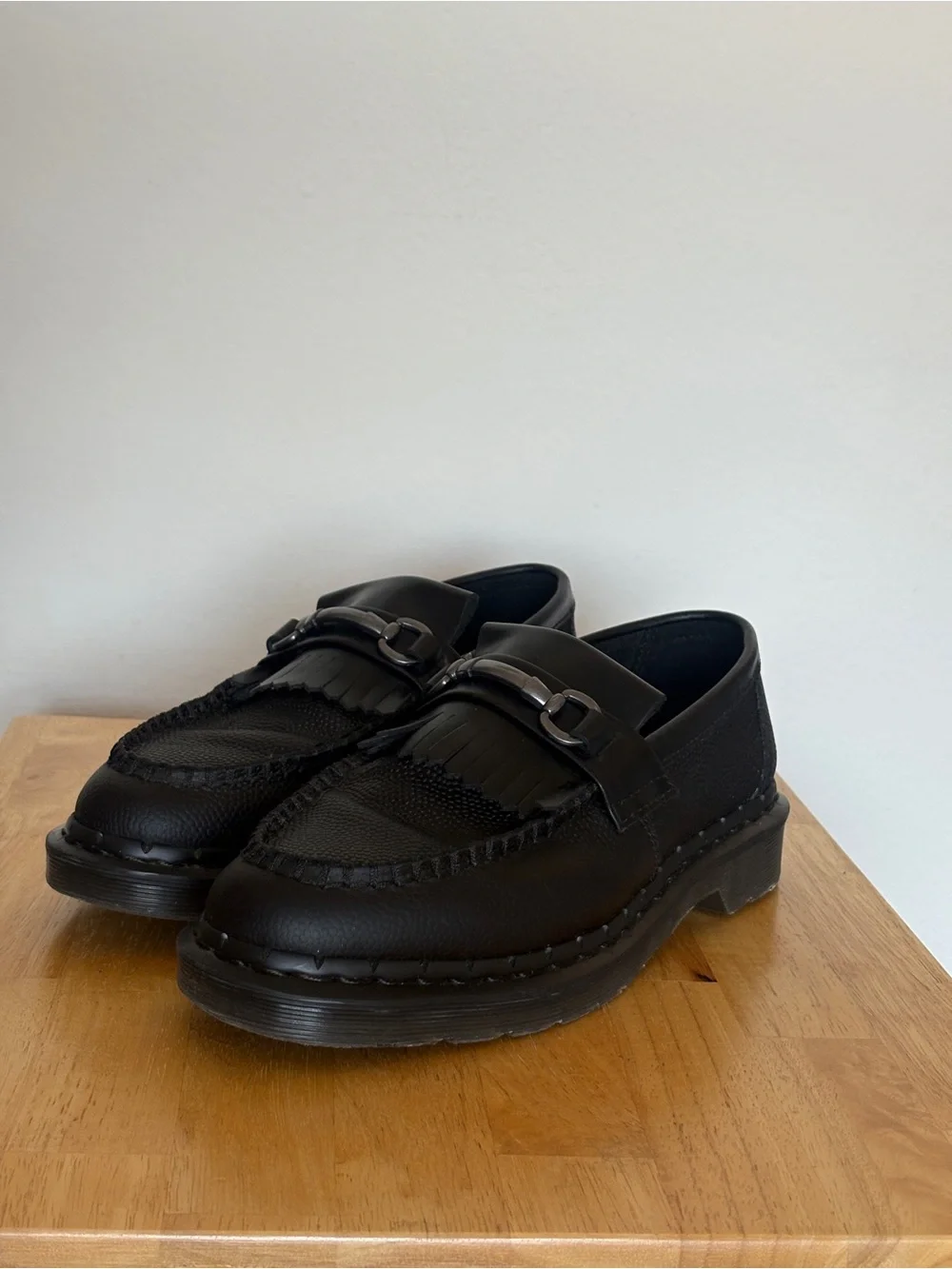 Men's Black Leather Kiltie Moccasin Loafers